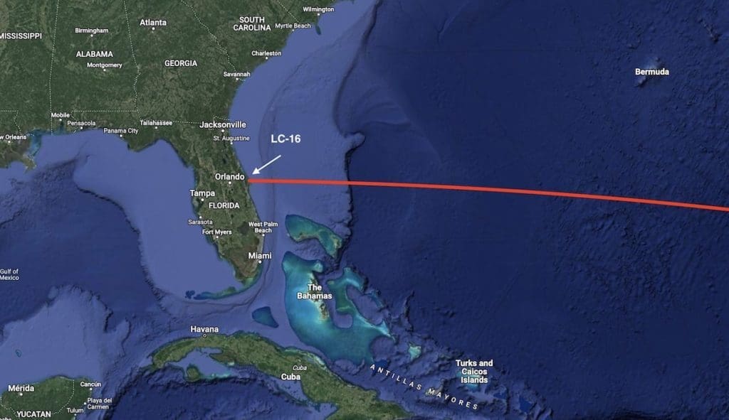 火箭發射場的位置和路線The location and route of the rocket launch site